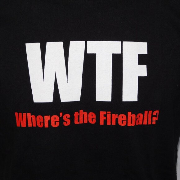 WTF Where's The Fireball Cinnamon Whisky Mens L Black Graphic Promotional Shirt - Picture 4 of 7